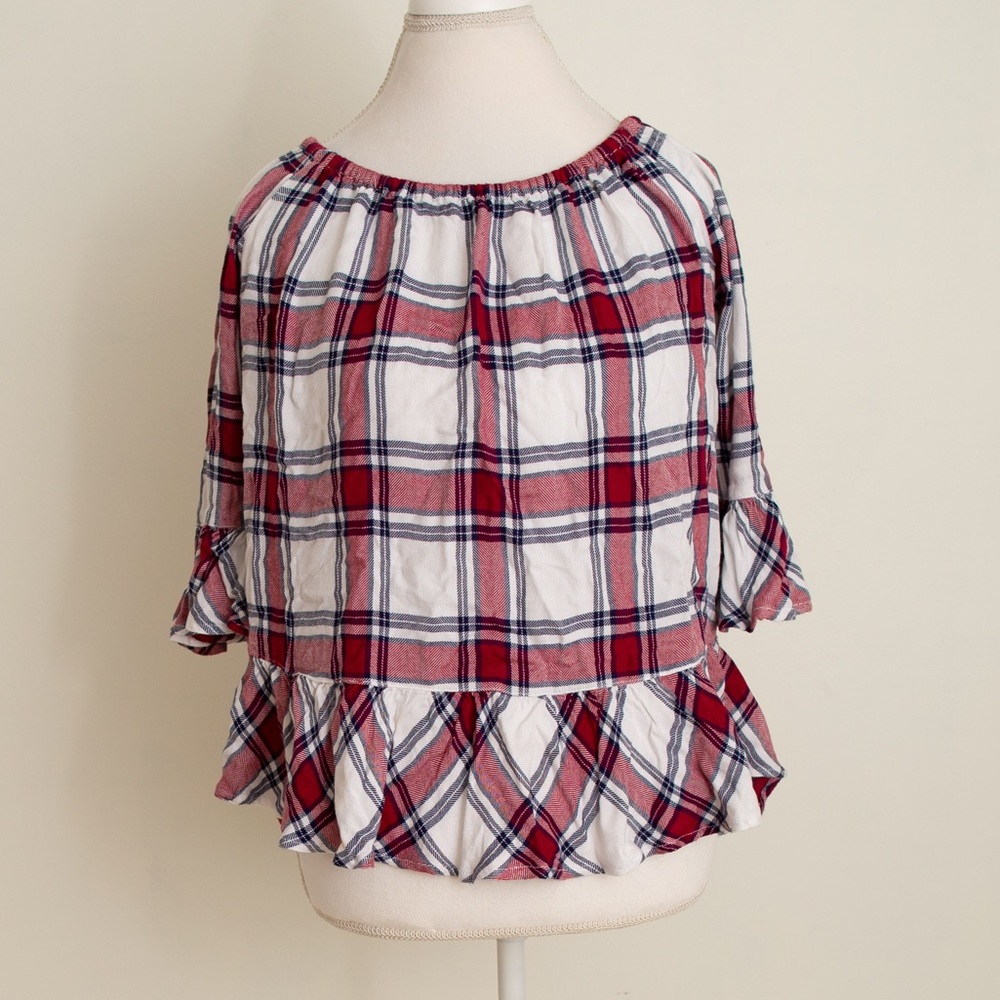 New Plaid Top with Ruffles - Picture 3 of 5